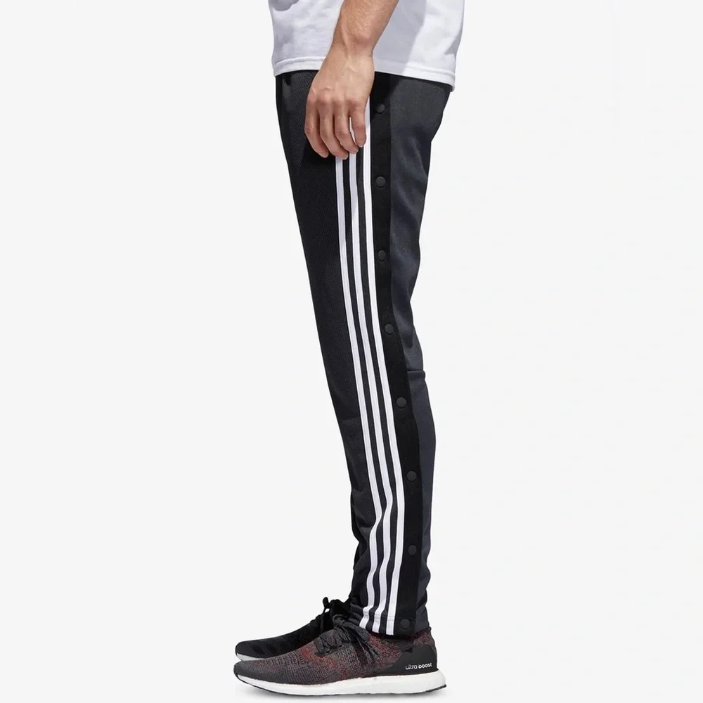 Adidas Carbon Gray  Track Snap Stripe Pants Size Small Streetwear Y2K 90s Retro